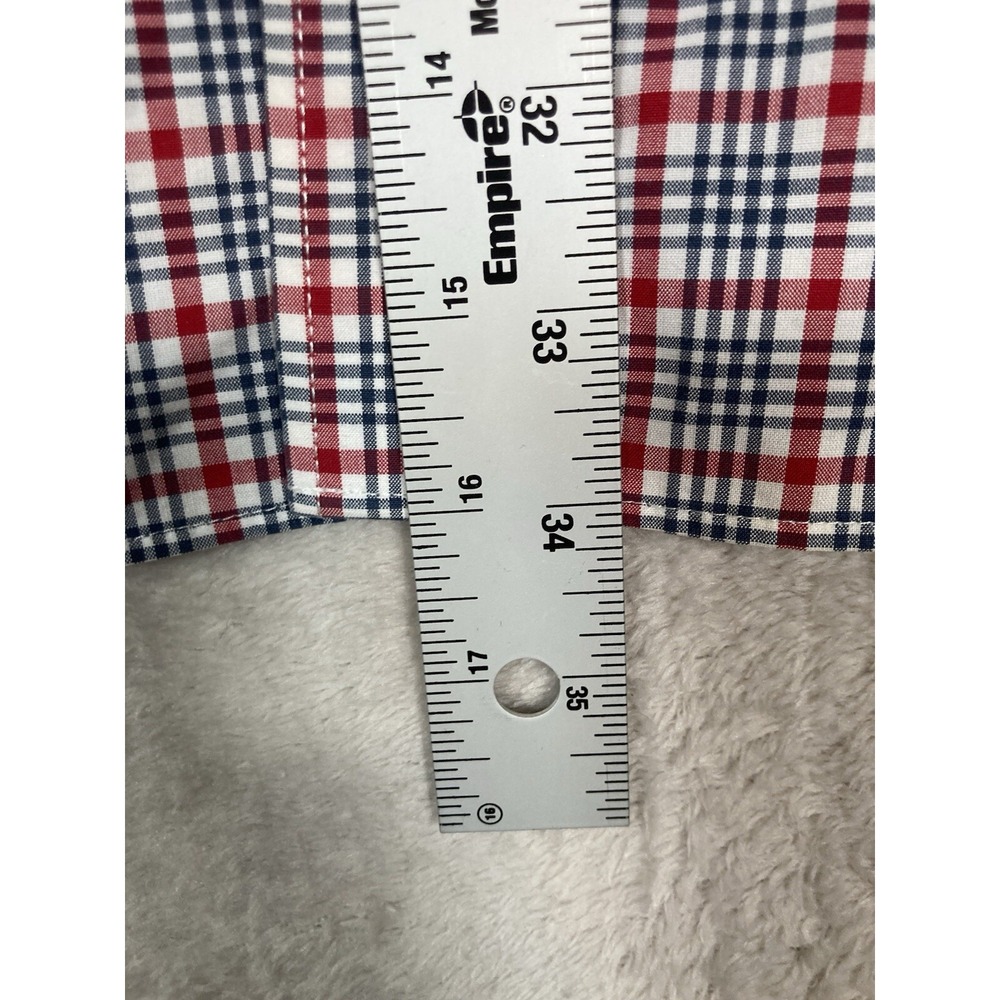 L.L. Bean Button Down Shirt‎ Mens L Red Plaid Wrinkle Resistant Cotton - Picture 3 of 5